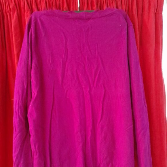 Talbots Perfect Merino Wool Sweater XL Fusia/Magenta - Picture 3 of 5
